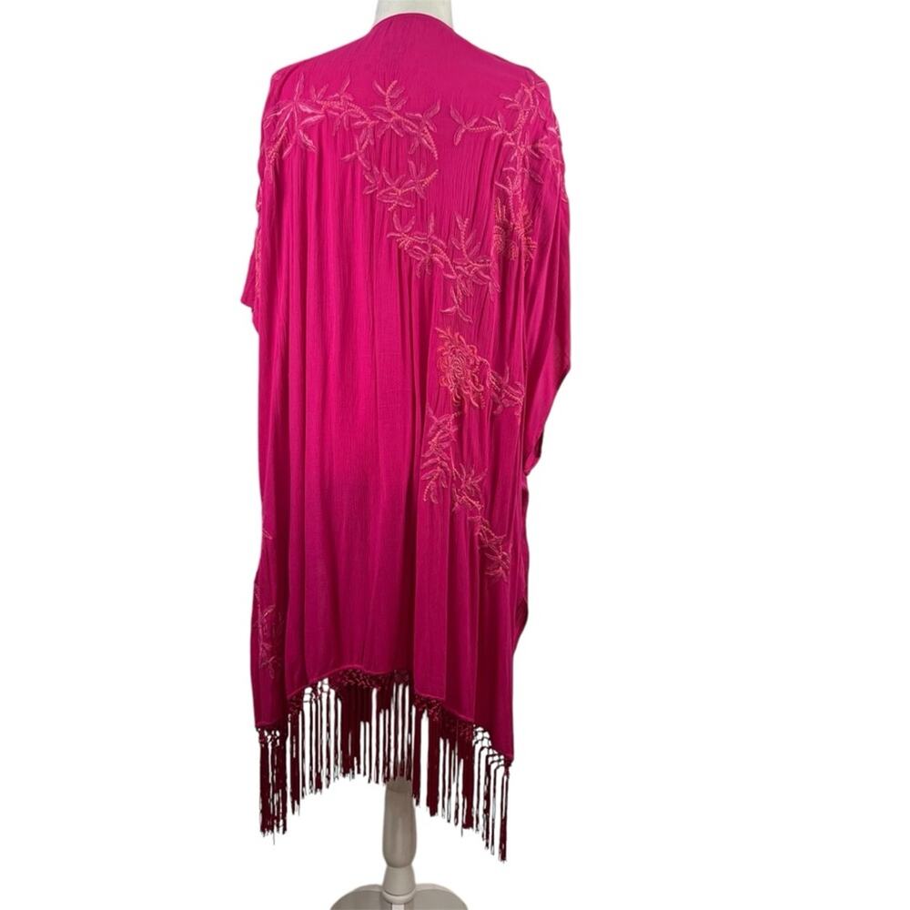 Chico's Fuchsia Floral Fringe Wrap - Picture 16 of 16